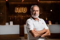 Luis Riu, CEO of RIU Hotels & Resorts, in the lobby of the chain's new hotel complex in Mauritius