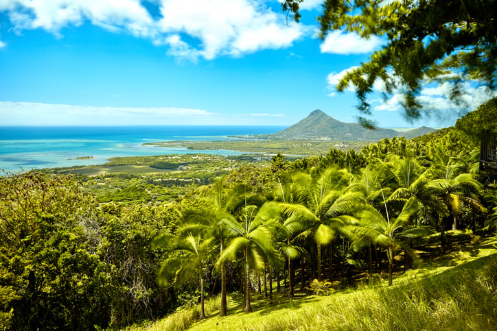 Vista de la costa de Mauricio desde la zona de Chamarel