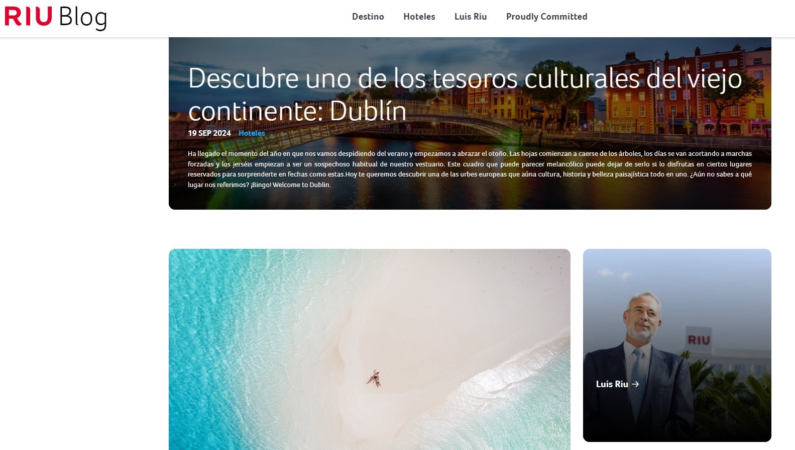 La nueva y renovada imagen del blog de RIU